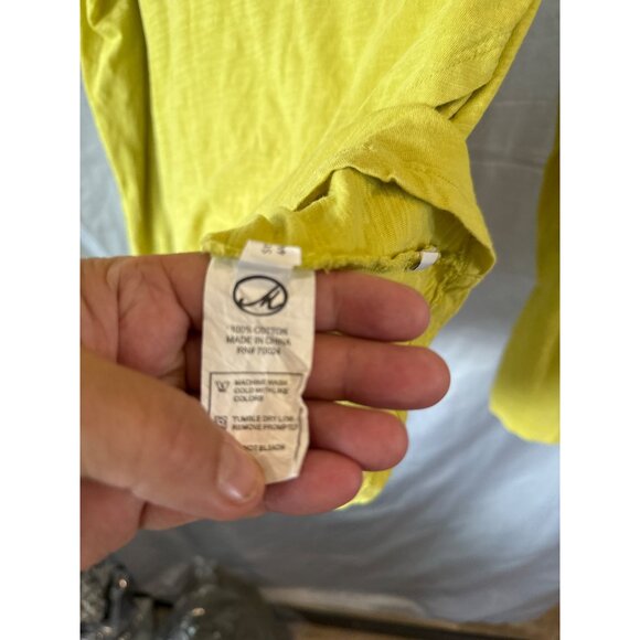 Mod o doc Cowl Neck Lime Green Slub Knit Cotton Top Women's XS Long Sleeve - Picture 6 of 9